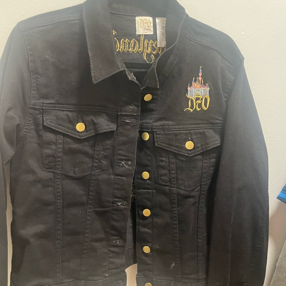 Disney Black Jean Jacket with Castle Embroidery